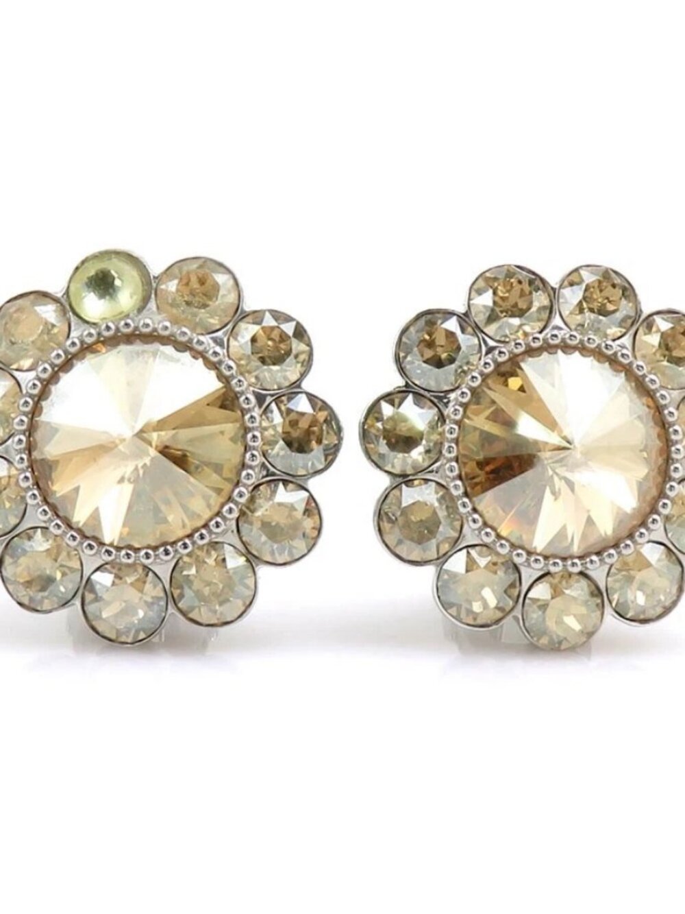 MIUMIU Earrings Silver/Orange Metal/Rhinestones -